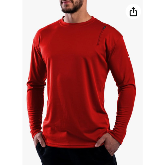 SCOTTeVEST XL Shirt Men Red Pullover TEC Performance Activewear Breathable Long - Picture 1 of 15